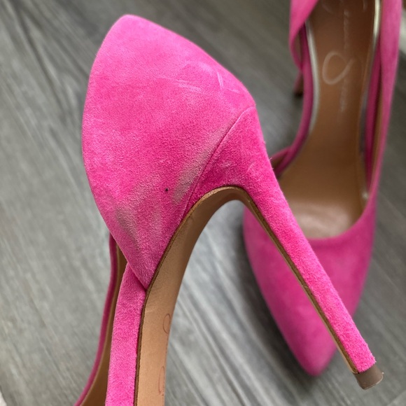 Jessica Simpson Prizma Hot Shot Pink Suede Pump Sz 7.5 - Picture 7 of 9